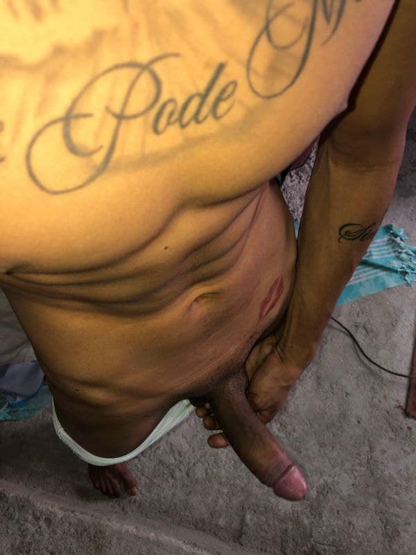 Cock out of white undies