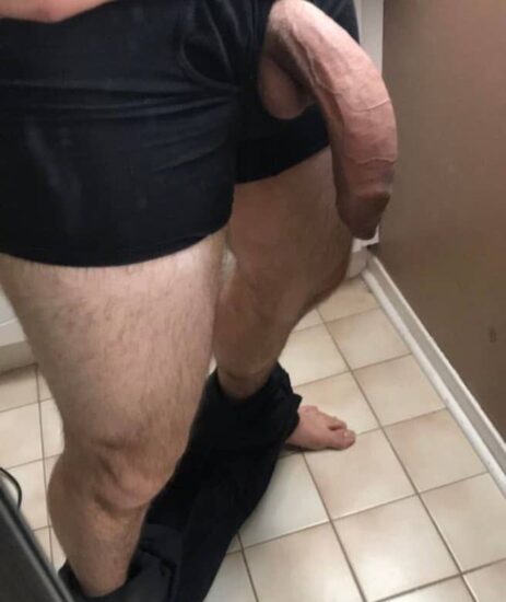 Huge cock out of boxers