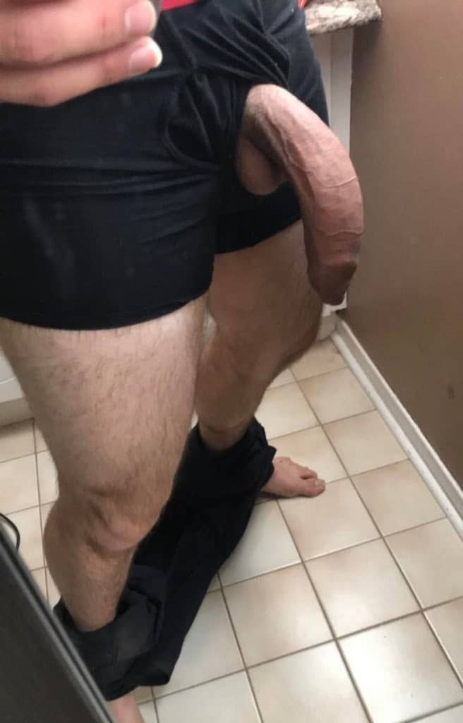 Huge cock out of boxers