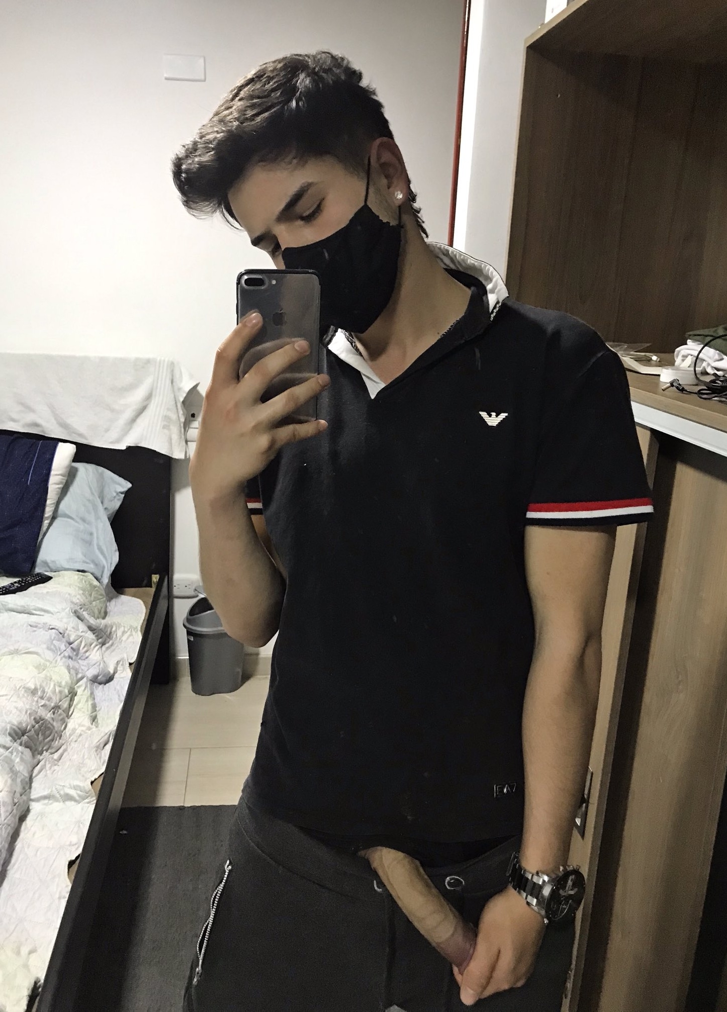 Masked boy with his dick out