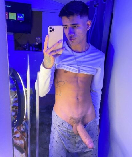 Selfie boy with a huge dick