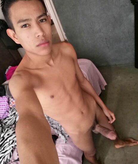 Skinny twink with erection